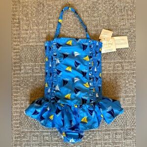 NWT Rachel Riley Sailboat Ruched swimsuit size 8